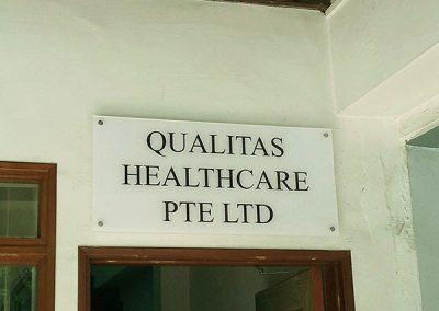 Acrylic sign in white background