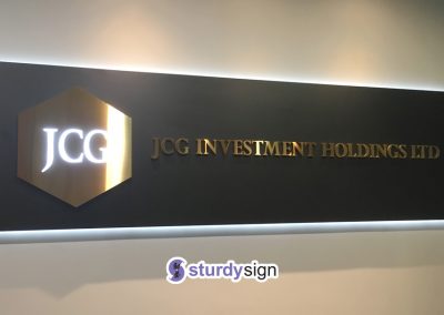 JCG Investment Holdings Stainless steel box-up signage lighted
