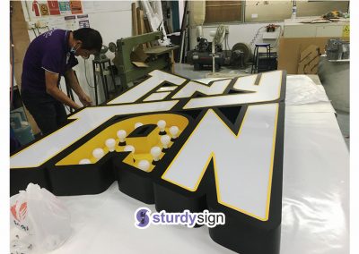 BTS marquee signage lighted