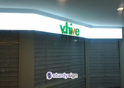 Vhive 3d acrylic box-up signage on white lightbox