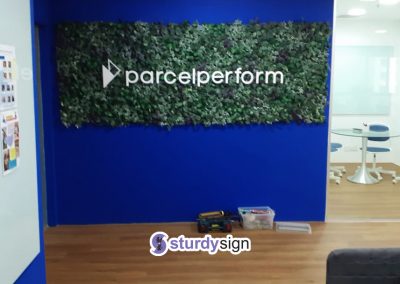 Parcel Perform 3d acrylic signage feature wall