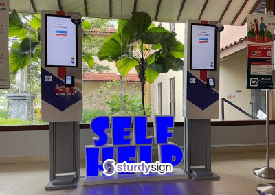 Self-help kiosk freestanding 3d box up lighted signage