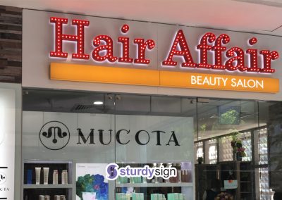 Hair affair marquee lighted signage