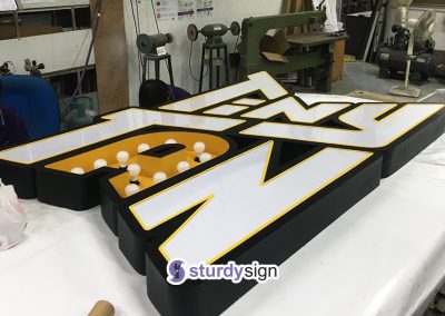 BTS signage in workshop