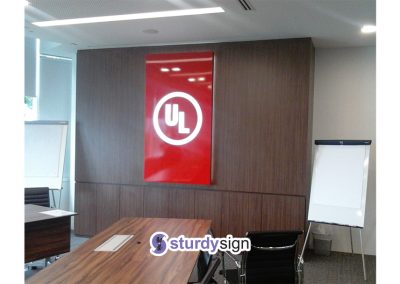 UL Office feature wall lightbox signage