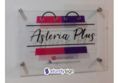 acrylic signage with spacers